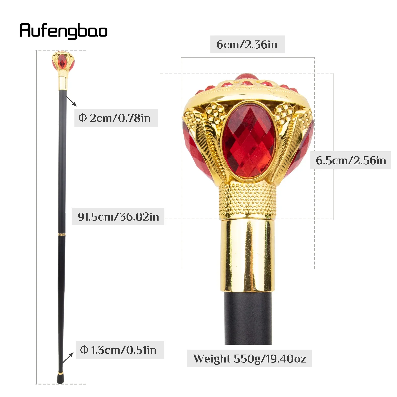 Golden Red Flower Ball Fashion Walking Stick Decorative Stick Cospaly Vintage Party Fashionable Walking Cane Crosier 91cm
