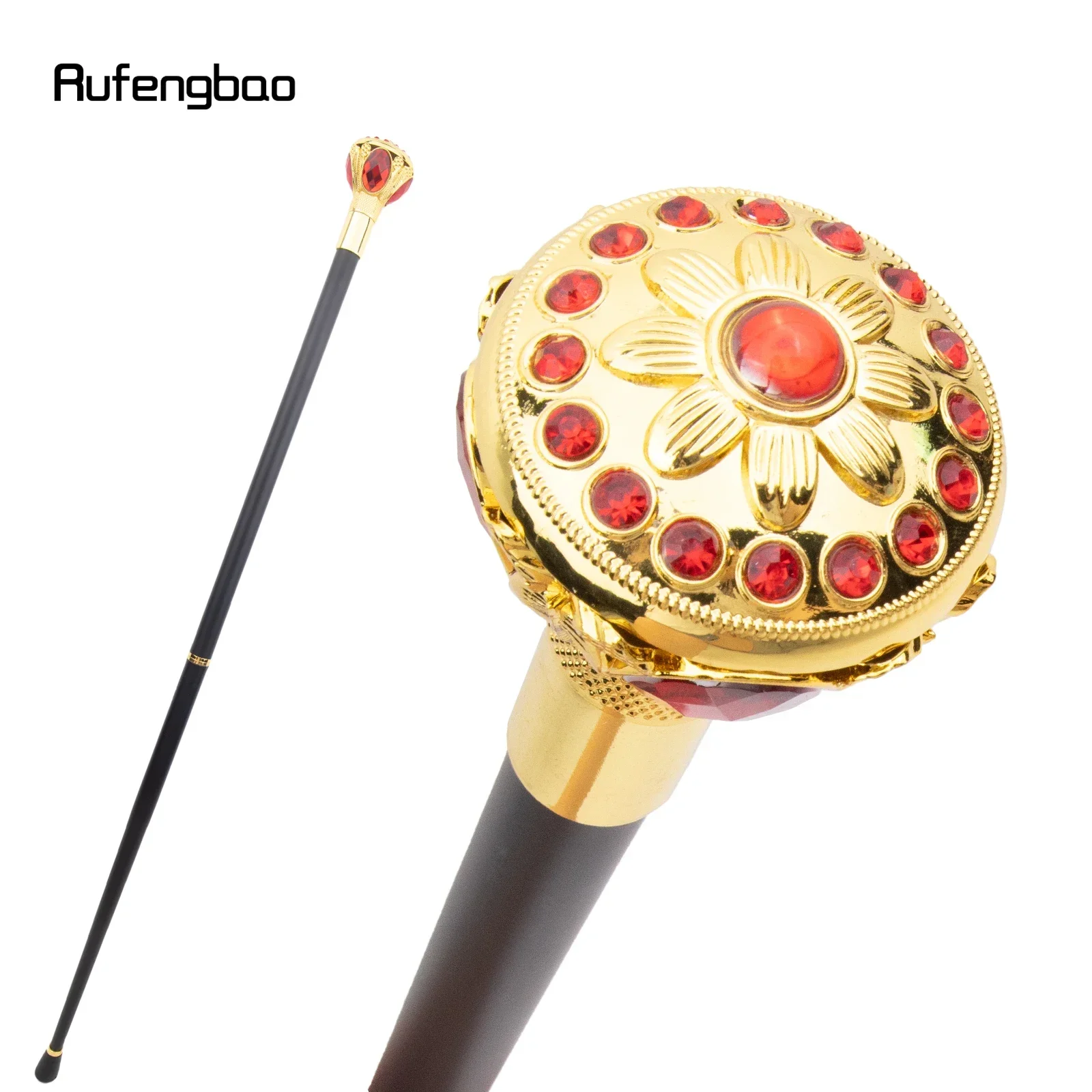 Golden Red Flower Ball Fashion Walking Stick Decorative Stick Cospaly Vintage Party Fashionable Walking Cane Crosier 91cm