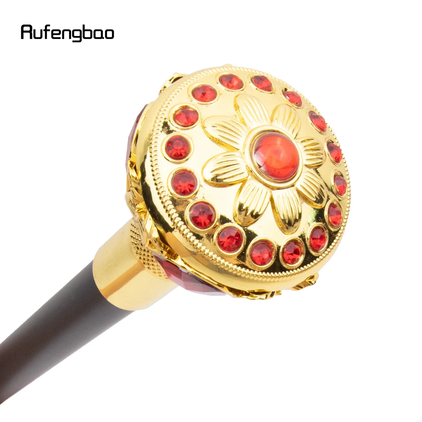 Golden Red Flower Ball Fashion Walking Stick Decorative Stick Cospaly Vintage Party Fashionable Walking Cane Crosier 91cm