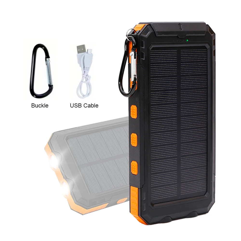 Solar Power Bank 100000mAh Portable Charging Poverbank External Battery Charger Strong Light LDE Light for All Smartphones