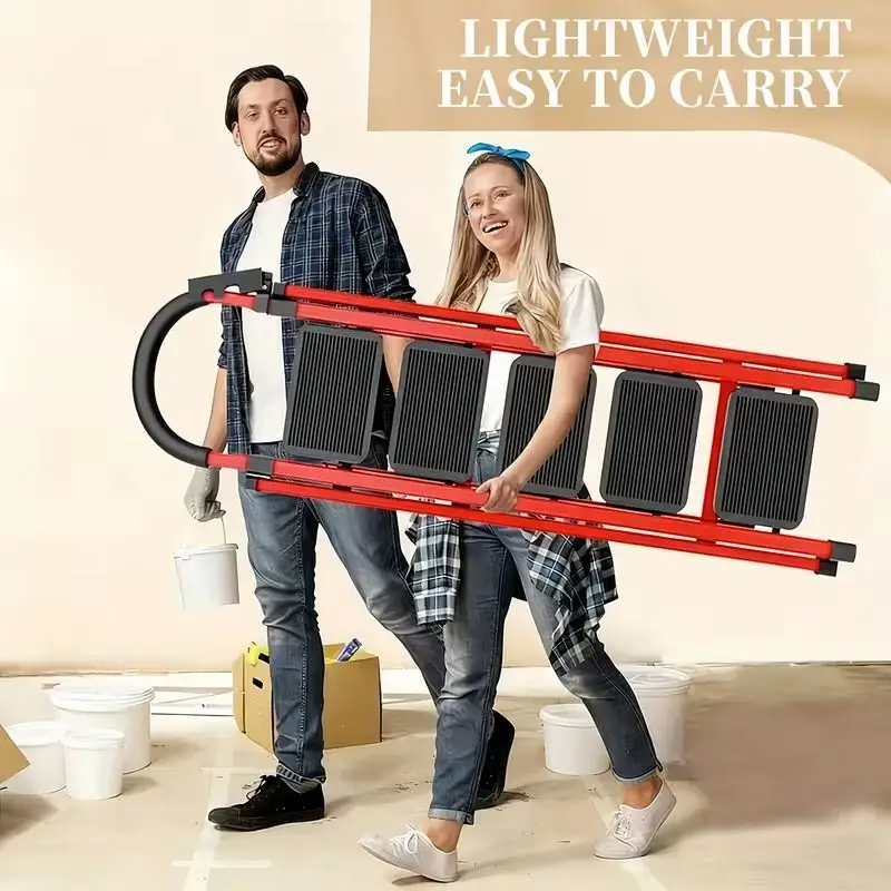 Heavy Duty 500 Lbs Folding Step Ladder – Reinforced Steel Step Stool with Wide Anti-Slip Pedals, Safety Lock & Dual Handrails, Portable Multi-Purpose Ladder for Home, Kitchen, Closet & Indoor Use
