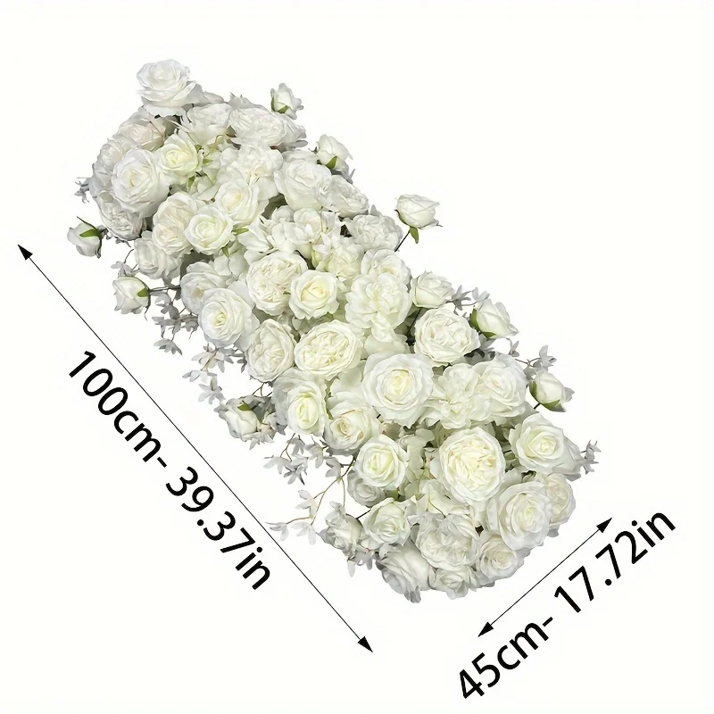 Rose And Hydrangea Artificial Flower Arrangement - Long Strip for Wedding, Engagement, Home Decor, Outdoor Garden Display, No Container Included, Bouquet Accessories