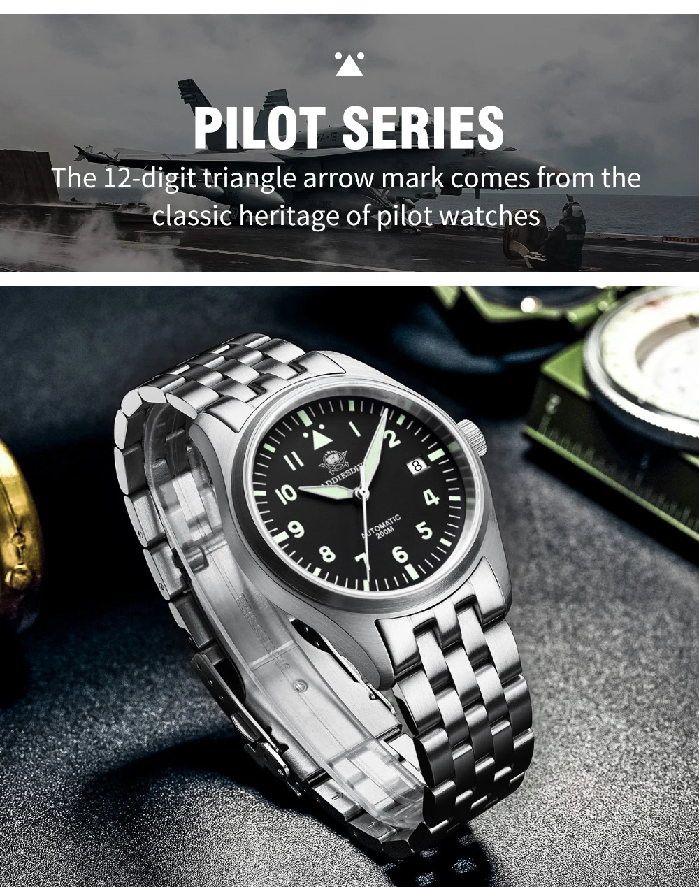 ADDIESDIVE New Luxury Men Diver Automatic Wristwatch 8215 Movement 1000M Waterproof Sapphire Glass BGW9 Super Luminous Analog Watch