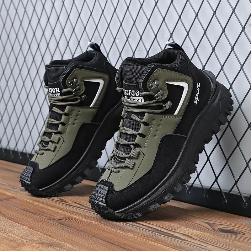 Autumn New High-Top Plus Size Casual Sports Shoes, Outdoor Hiking Boots, Comfortable Thick Sole Lightweight Casual Walking Shoes, Suitable for All-Season Daily Outdoor Activities, Walking And Travel, Mountaineering, Camping Gear