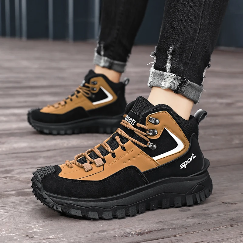 Autumn New High-Top Plus Size Casual Sports Shoes, Outdoor Hiking Boots, Comfortable Thick Sole Lightweight Casual Walking Shoes, Suitable for All-Season Daily Outdoor Activities, Walking And Travel, Mountaineering, Camping Gear