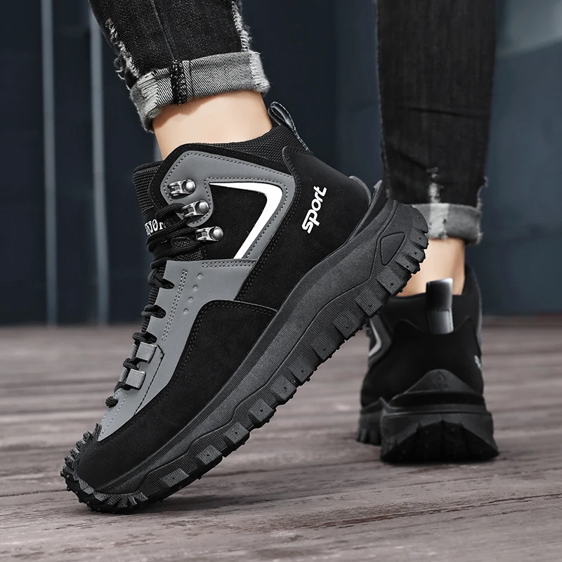 Autumn New High-Top Plus Size Casual Sports Shoes, Outdoor Hiking Boots, Comfortable Thick Sole Lightweight Casual Walking Shoes, Suitable for All-Season Daily Outdoor Activities, Walking And Travel, Mountaineering, Camping Gear