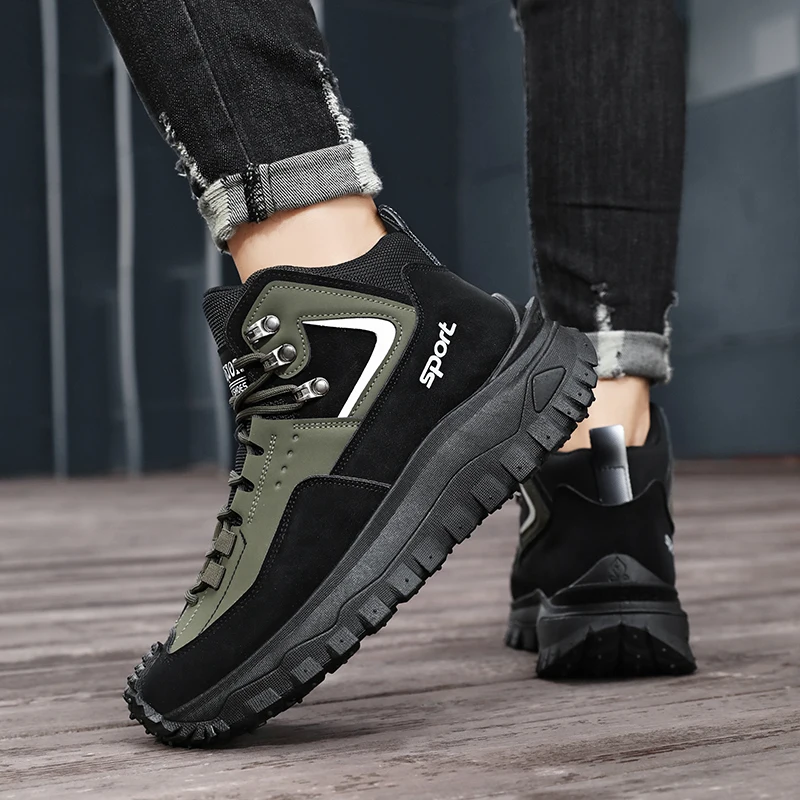 Autumn New High-Top Plus Size Casual Sports Shoes, Outdoor Hiking Boots, Comfortable Thick Sole Lightweight Casual Walking Shoes, Suitable for All-Season Daily Outdoor Activities, Walking And Travel, Mountaineering, Camping Gear