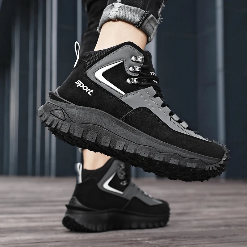 Autumn New High-Top Plus Size Casual Sports Shoes, Outdoor Hiking Boots, Comfortable Thick Sole Lightweight Casual Walking Shoes, Suitable for All-Season Daily Outdoor Activities, Walking And Travel, Mountaineering, Camping Gear