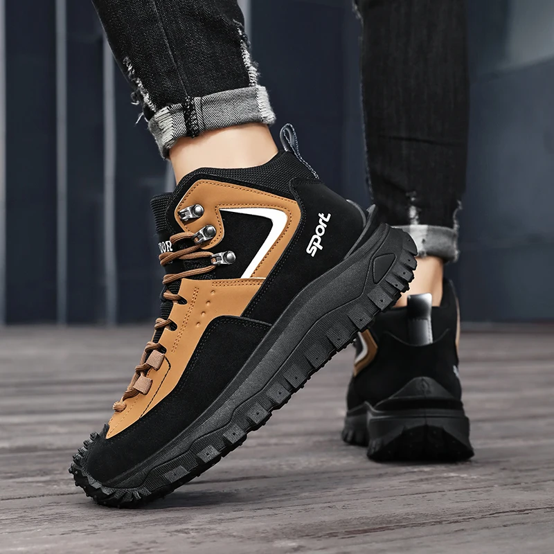 Autumn New High-Top Plus Size Casual Sports Shoes, Outdoor Hiking Boots, Comfortable Thick Sole Lightweight Casual Walking Shoes, Suitable for All-Season Daily Outdoor Activities, Walking And Travel, Mountaineering, Camping Gear