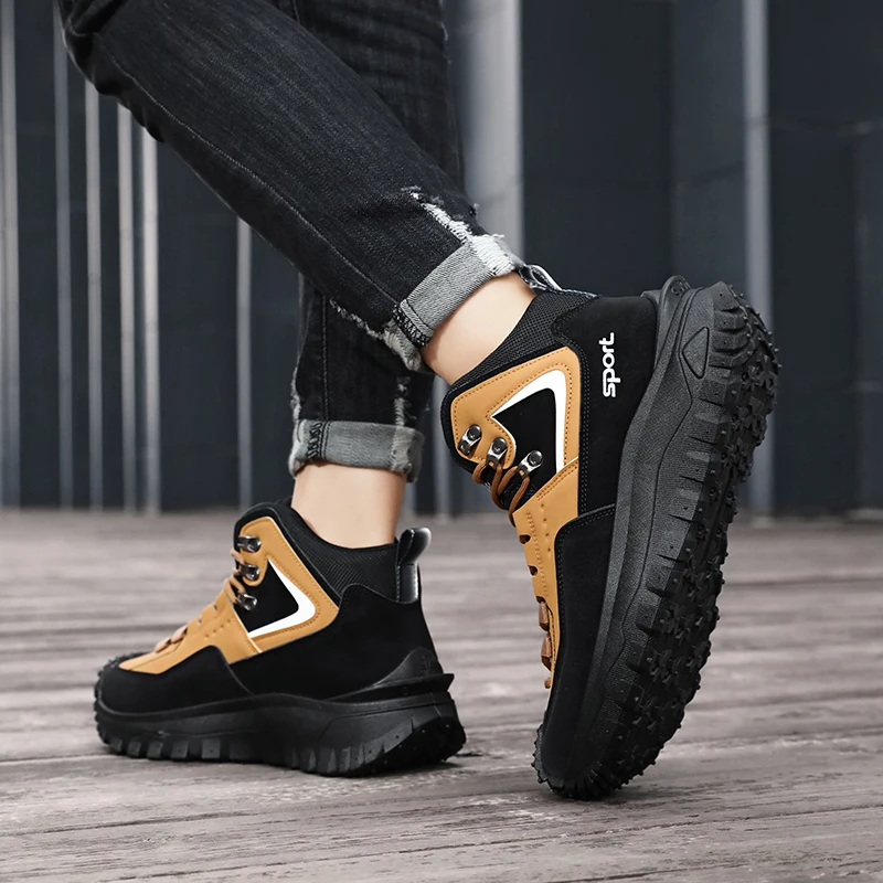 Autumn New High-Top Plus Size Casual Sports Shoes, Outdoor Hiking Boots, Comfortable Thick Sole Lightweight Casual Walking Shoes, Suitable for All-Season Daily Outdoor Activities, Walking And Travel, Mountaineering, Camping Gear