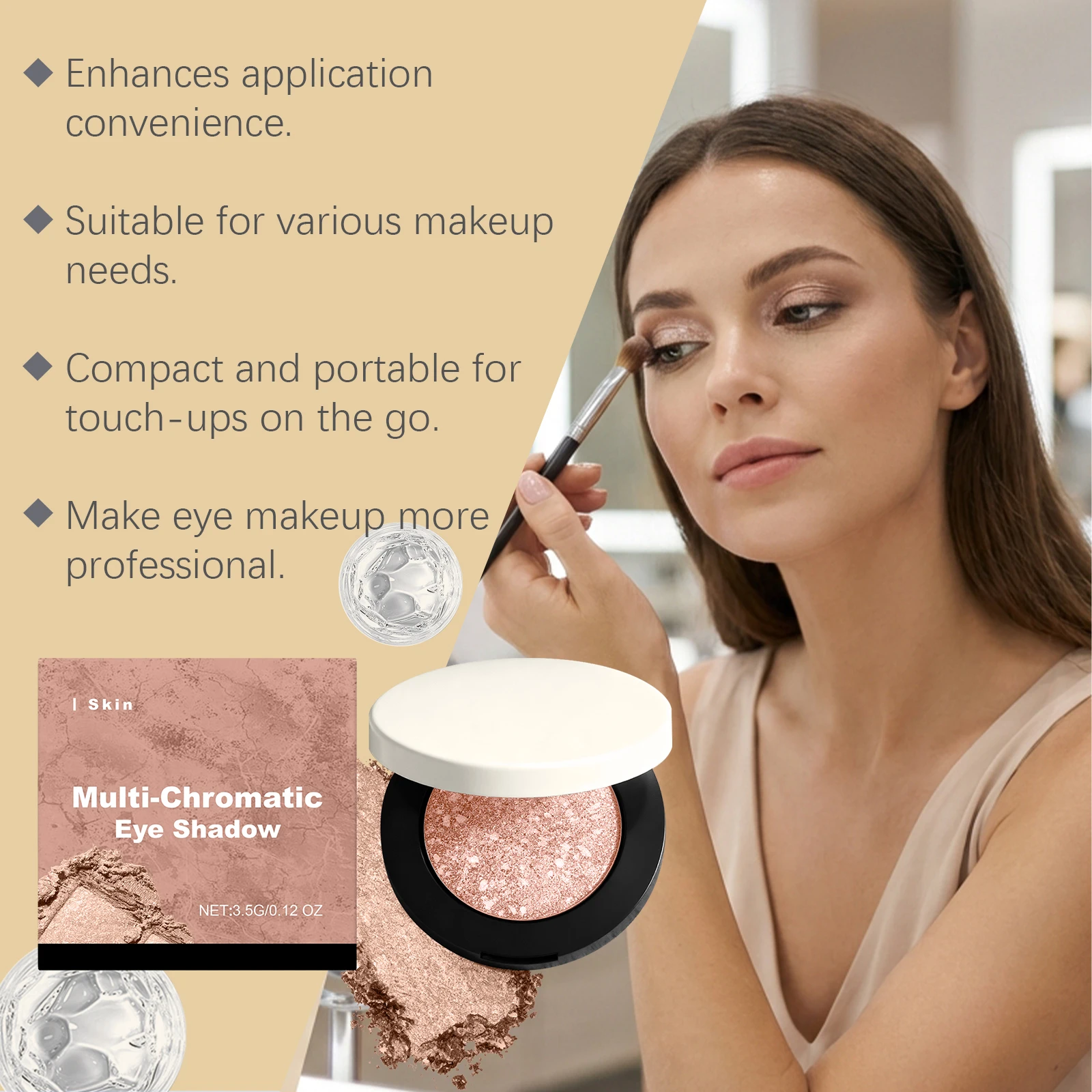 Shimmer Glitter Eyeshadow Palette Neutral Nude Shiny Sparkle Pearl Pigment Eye Shadow Long Lasting Waterproof Cosmetic For Travel Office Dating Party Eye Makeup