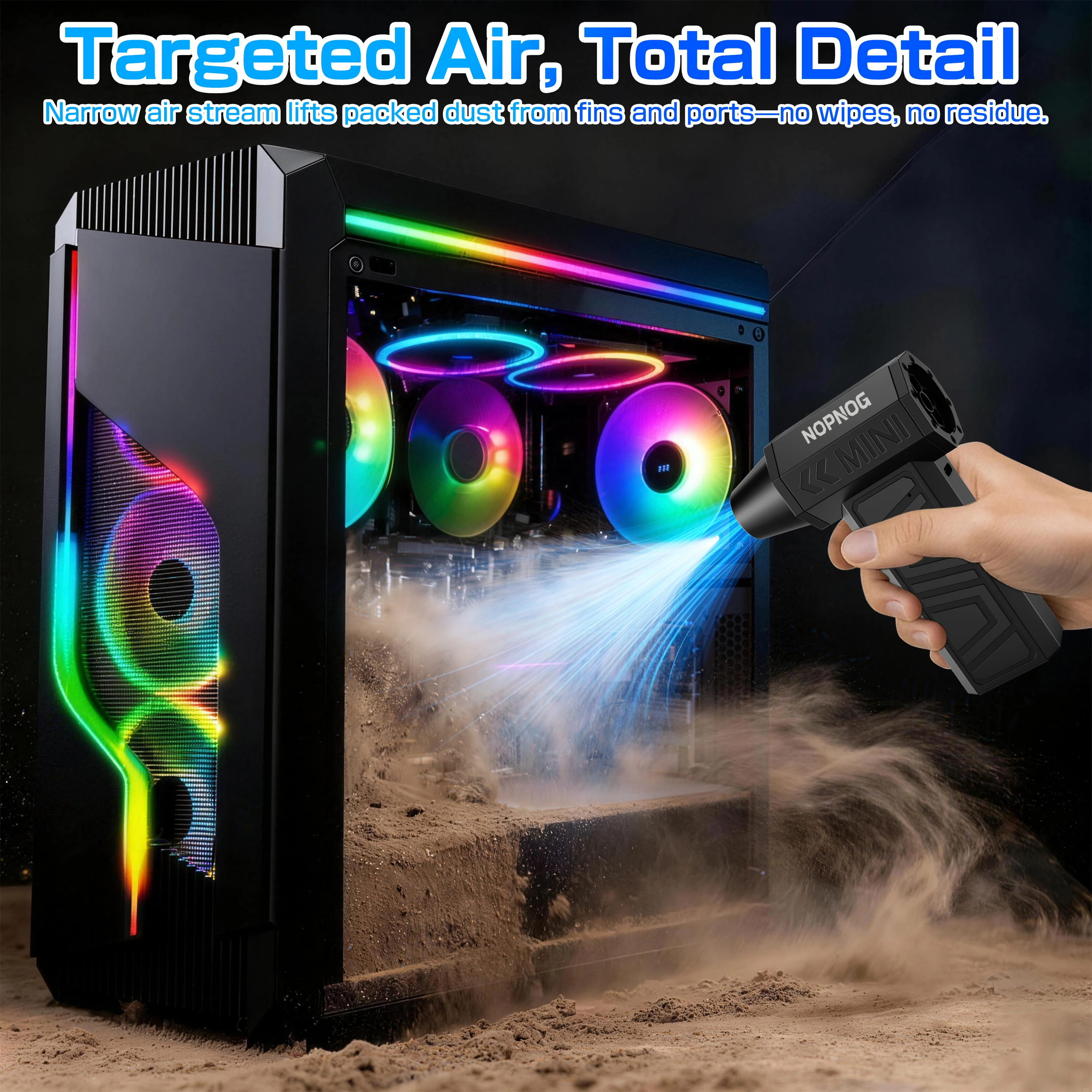 Car Vacuum Cleaner Leaf Blower Turbo Fan Air Duster Electric Dust Collector Hair Dryer Violent Jet Fan Cleaning Tool for RV Truck Trailer SUV Home Outdoors Camping Universal Auto Accessories