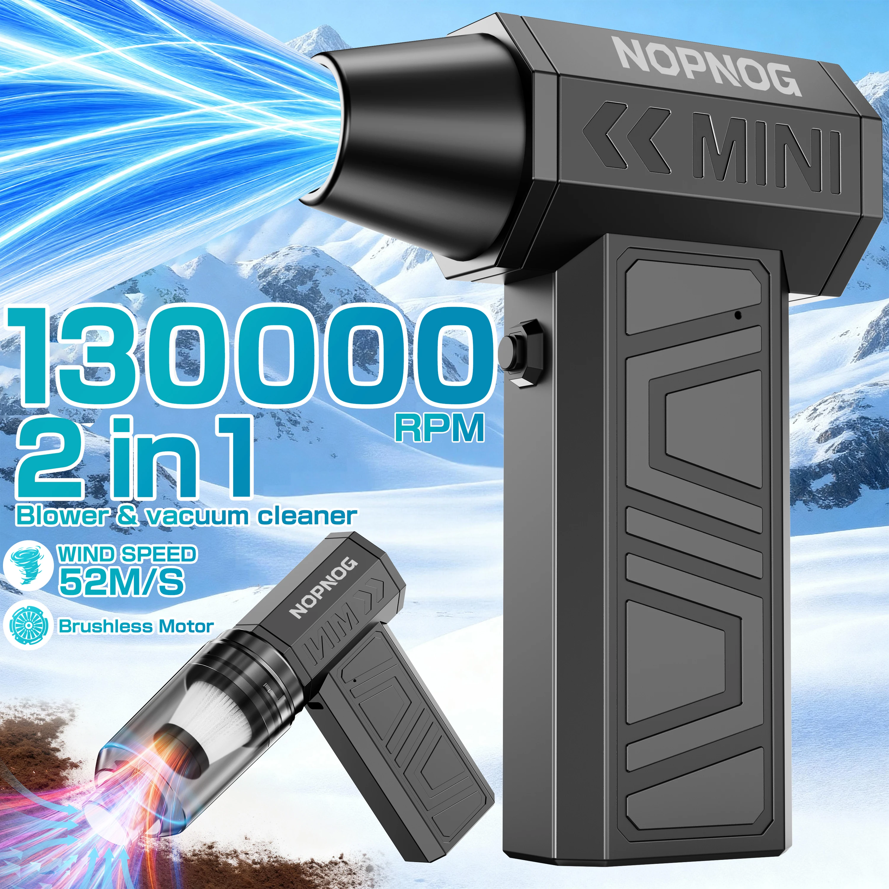 Car Vacuum Cleaner Leaf Blower Turbo Fan Air Duster Electric Dust Collector Hair Dryer Violent Jet Fan Cleaning Tool for RV Truck Trailer SUV Home Outdoors Camping Universal Auto Accessories