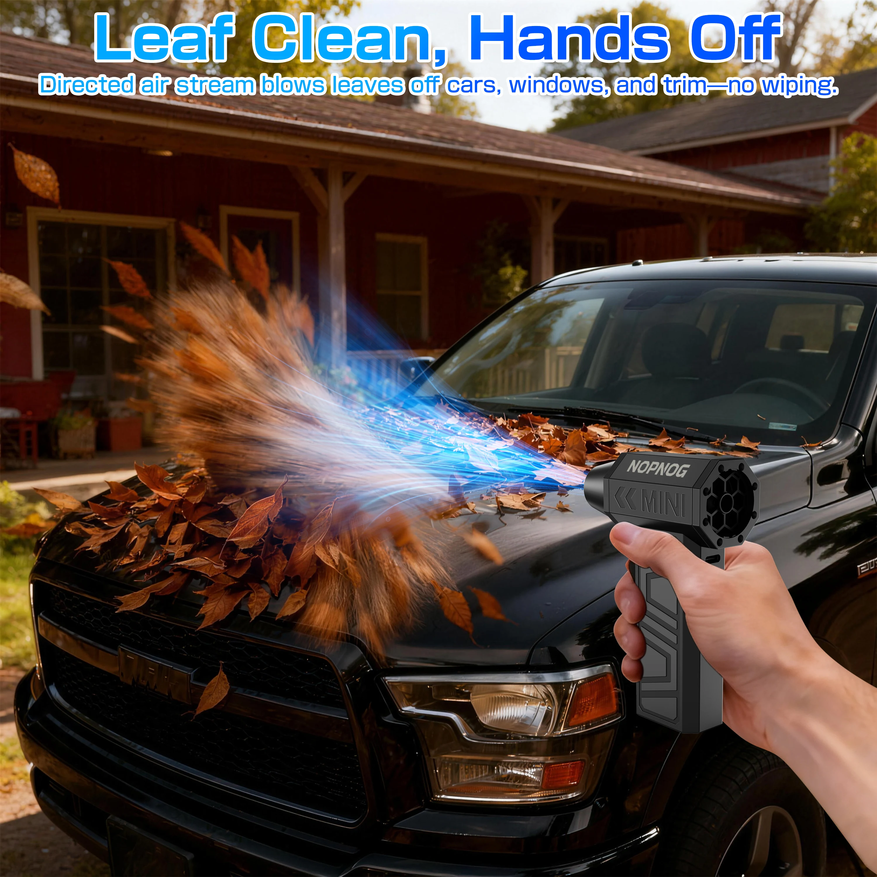 Car Vacuum Cleaner Leaf Blower Turbo Fan Air Duster Electric Dust Collector Hair Dryer Violent Jet Fan Cleaning Tool for RV Truck Trailer SUV Home Outdoors Camping Universal Auto Accessories