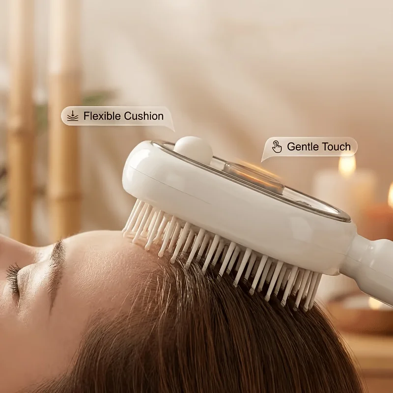 3 in 1 Red Light Electric Mist Hair Brush Scalp Massager Detangling Comb with Fine Spray Atomizer Self Cleaning Cushion Bristles Anti Static Frizz Smoothing Hair Oil Applicator Portable Cordless Brush for Wet Dry Hair Women Men