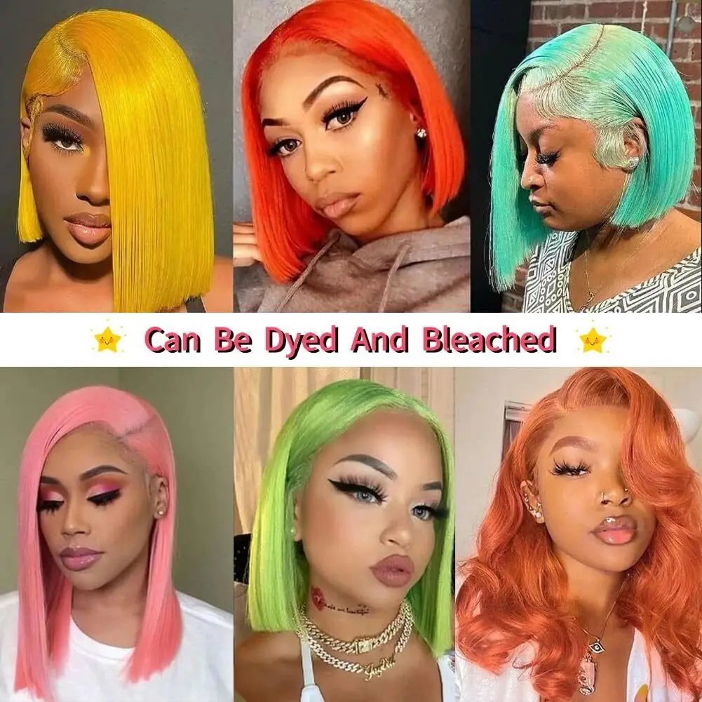 Brazilian 13x4 Lace Front Wigs 250% Density #613 Blonde Straight Bob Wigs 100% Human Hair Blonde Straight Human Hair Wigs For Women