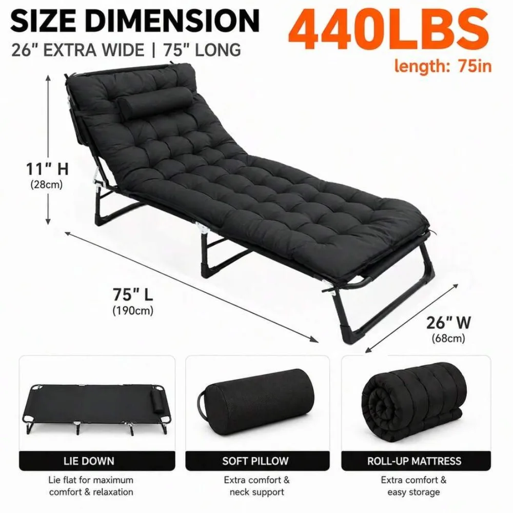 Portable Folding Camping Cot Bed, Heavy Duty Sleeping Platform for Adults Kids, Compact Travel Bed for Camping Hiking Beach Patio, Sturdy Steel Frame with Breathable Fabric, No Assembly Required, Easy Setup Carry with Storage Bag, Weight Capacity 330 440