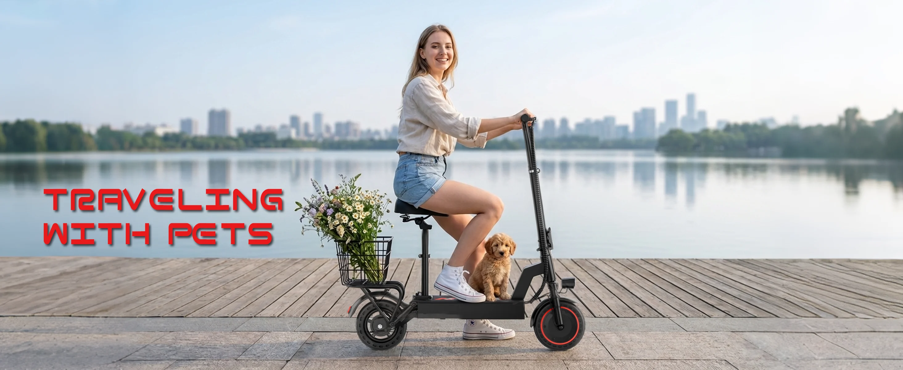 500W Electric Scooter with Seat and Basket, Front Suspension 22 MPH & 21 Miles Range, 10 Inch Solid Tires, Foldable Commuter E-Scooter with LCD Display, Dual Braking