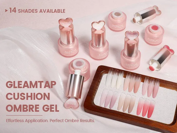 YOKEFELLOW GleamTap Cushion Ombre Painting Gel with Sponges - White Highly Pigmented No Wipe Gradient Patting Gel Polish for Ombre, Aura and Blend Nail Art ( GT612 )