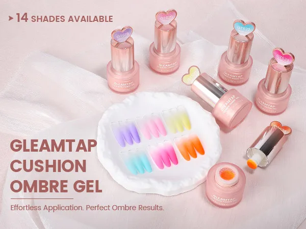 YOKEFELLOW GleamTap Cushion Ombre Painting Gel with Sponges - White Highly Pigmented No Wipe Gradient Patting Gel Polish for Ombre, Aura and Blend Nail Art ( GT612 )