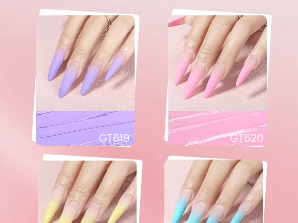 YOKEFELLOW GleamTap Cushion Ombre Painting Gel with Sponges - White Highly Pigmented No Wipe Gradient Patting Gel Polish for Ombre, Aura and Blend Nail Art ( GT612 )