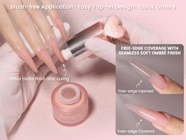 YOKEFELLOW GleamTap Cushion Ombre Painting Gel with Sponges - White Highly Pigmented No Wipe Gradient Patting Gel Polish for Ombre, Aura and Blend Nail Art ( GT612 )