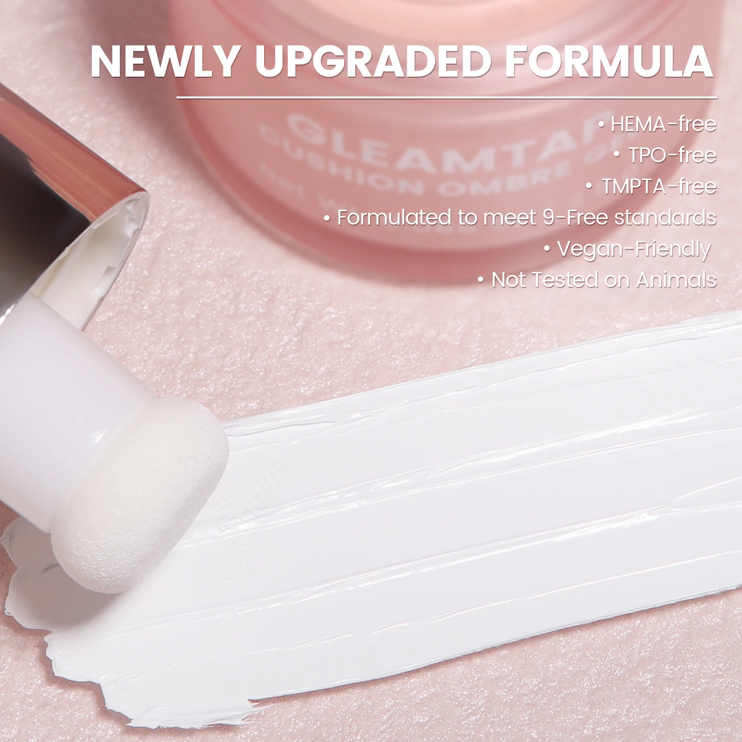 YOKEFELLOW GleamTap Cushion Ombre Painting Gel with Sponges - White Highly Pigmented No Wipe Gradient Patting Gel Polish for Ombre, Aura and Blend Nail Art ( GT612 )
