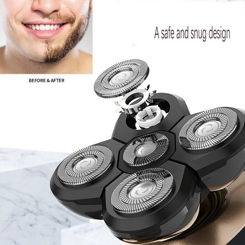 2026New Model Waterproof Rotary Razor Beard Clipper Hair Trimmer Face 5 Headed Electric Shaver Razor Rechargeable Male