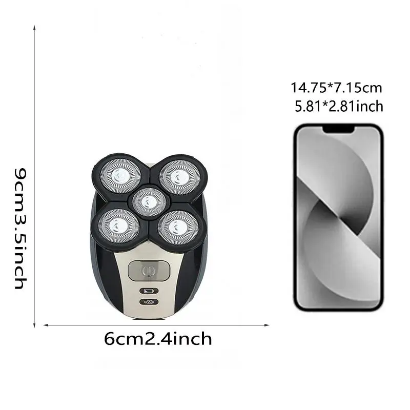 2026New Model Waterproof Rotary Razor Beard Clipper Hair Trimmer Face 5 Headed Electric Shaver Razor Rechargeable Male