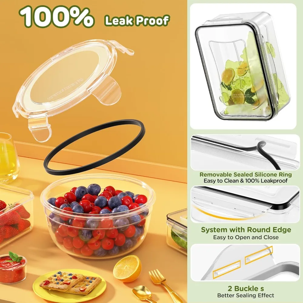 40-Piece Food Storage Containers, Leakproof, Reusable, Safe for Microwave/Dishwasher, Meal Prep & Kitchen Organization