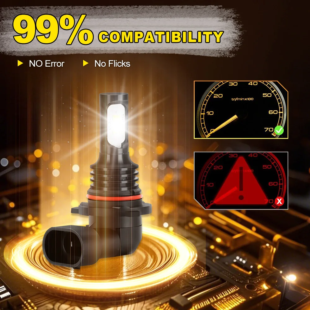 Roadsun 2Pcs 9006/HB4 LED Fog Lights 22000LM LED Fog Lamp Super Bright HB4 6000K White Automobile Light Fanless Driving Light Lamps