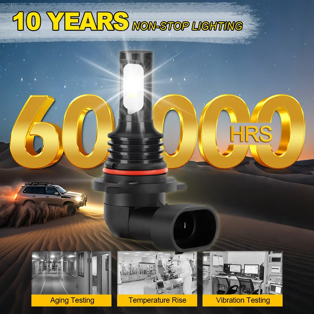 Roadsun 2Pcs 9006/HB4 LED Fog Lights 22000LM LED Fog Lamp Super Bright HB4 6000K White Automobile Light Fanless Driving Light Lamps