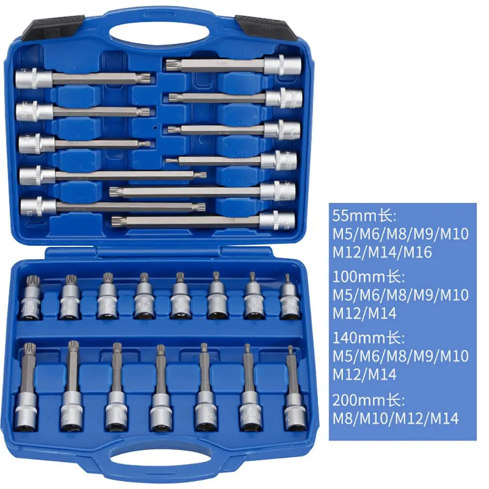 Premium 30-Piece Chrome Vanadium Socket Tool Set with Portable Blue Case for Automotive Maintenance Mechanics 2026