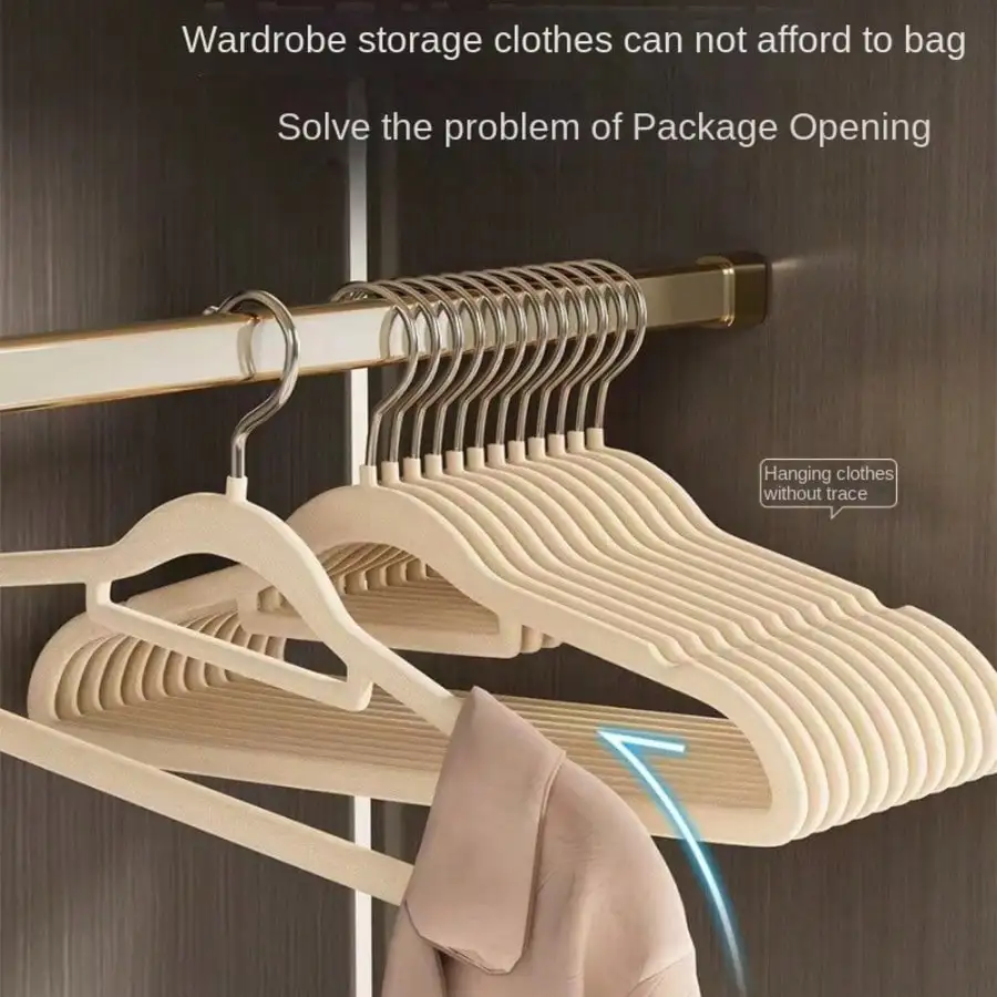 50-Pack Flocked Coat Hangers, Non-Slip And Mark-Free, Thickened Trouser Hangers, Suitable For Home Use, Wardrobe Organization, And General Coat Hanger Needs.