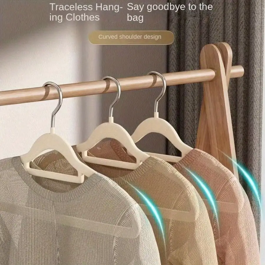 50-Pack Flocked Coat Hangers, Non-Slip And Mark-Free, Thickened Trouser Hangers, Suitable For Home Use, Wardrobe Organization, And General Coat Hanger Needs.