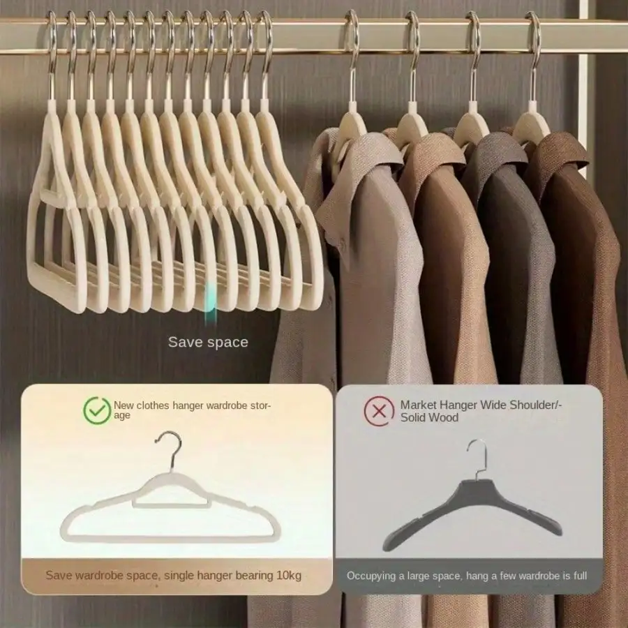 50-Pack Flocked Coat Hangers, Non-Slip And Mark-Free, Thickened Trouser Hangers, Suitable For Home Use, Wardrobe Organization, And General Coat Hanger Needs.