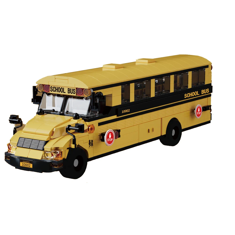 788Pcs Classic Yellow American School Bus Building Blocks, Vintage Creative Vehicle Brick Model Kit Gift for Adults
