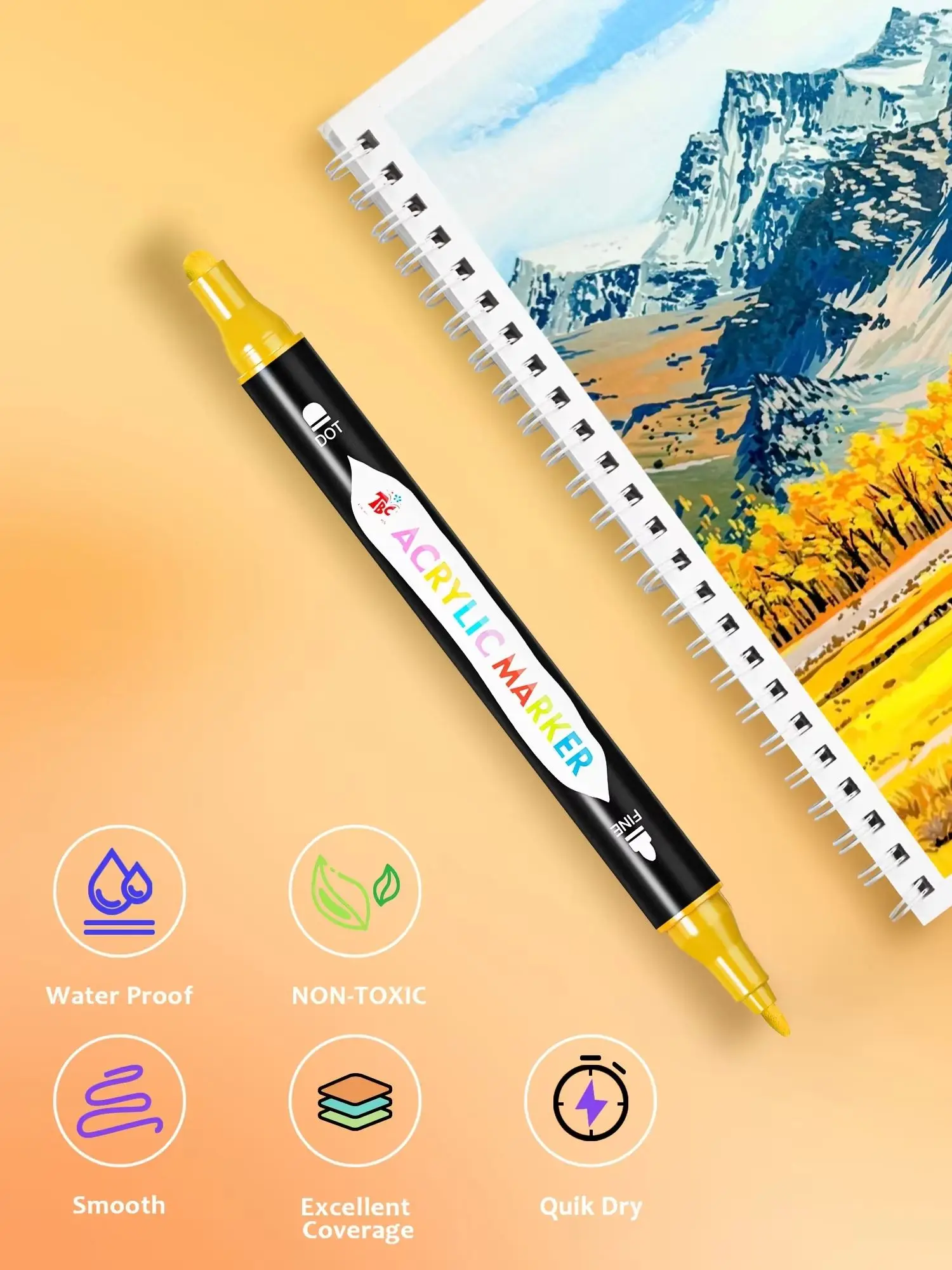 TBC The Best Crafts Calligraphy Pens 24/48 Colors Dual Tip Acrylic Paint Markers, Dual Tip with Fine Tip and Brush Tip Pens for Non-Toxic Vibrant Hues, Perfect for Paper, Stone, Wood, Fabric, Glass & More