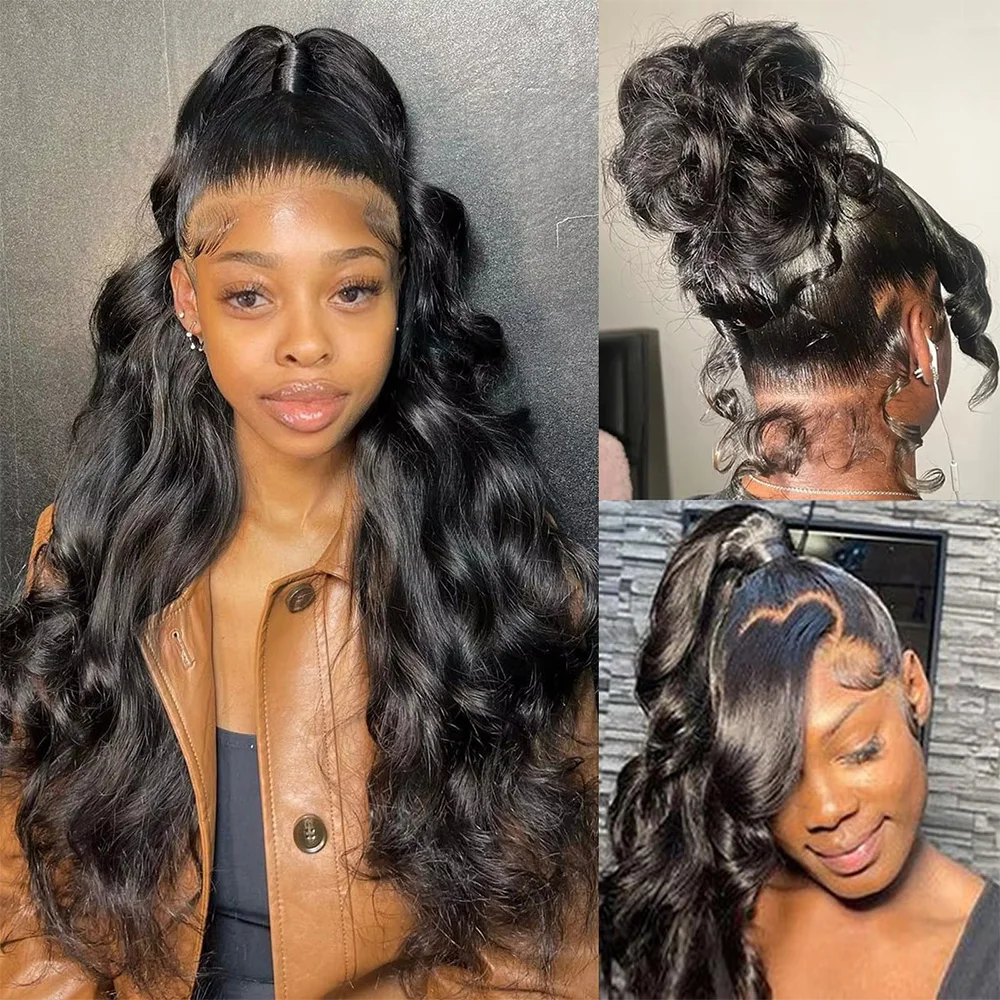 26 46 Inch 200% Density 13x4 13x6 HD Transparent Lace Frontal Wig Body Wave Human Hair Brazilian Pre Plucked 7x6 360 Full Lace Closure Wigs For Women