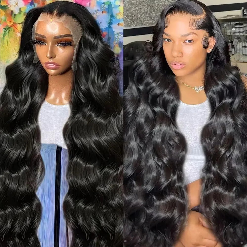 26 46 Inch 200% Density 13x4 13x6 HD Transparent Lace Frontal Wig Body Wave Human Hair Brazilian Pre Plucked 7x6 360 Full Lace Closure Wigs For Women