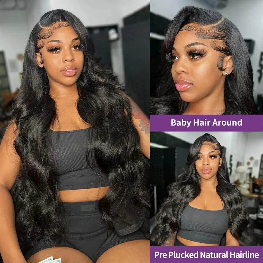 26 46 Inch 200% Density 13x4 13x6 HD Transparent Lace Frontal Wig Body Wave Human Hair Brazilian Pre Plucked 7x6 360 Full Lace Closure Wigs For Women
