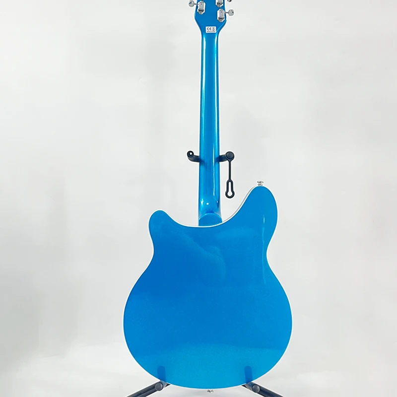Blue Silver Sparkle Electric Guitar, Semi-Hollow, Stainless Steel Round-Head Frets, HH Pickups, Rosewood Fingerboard, 24 Frets, Free Shipping