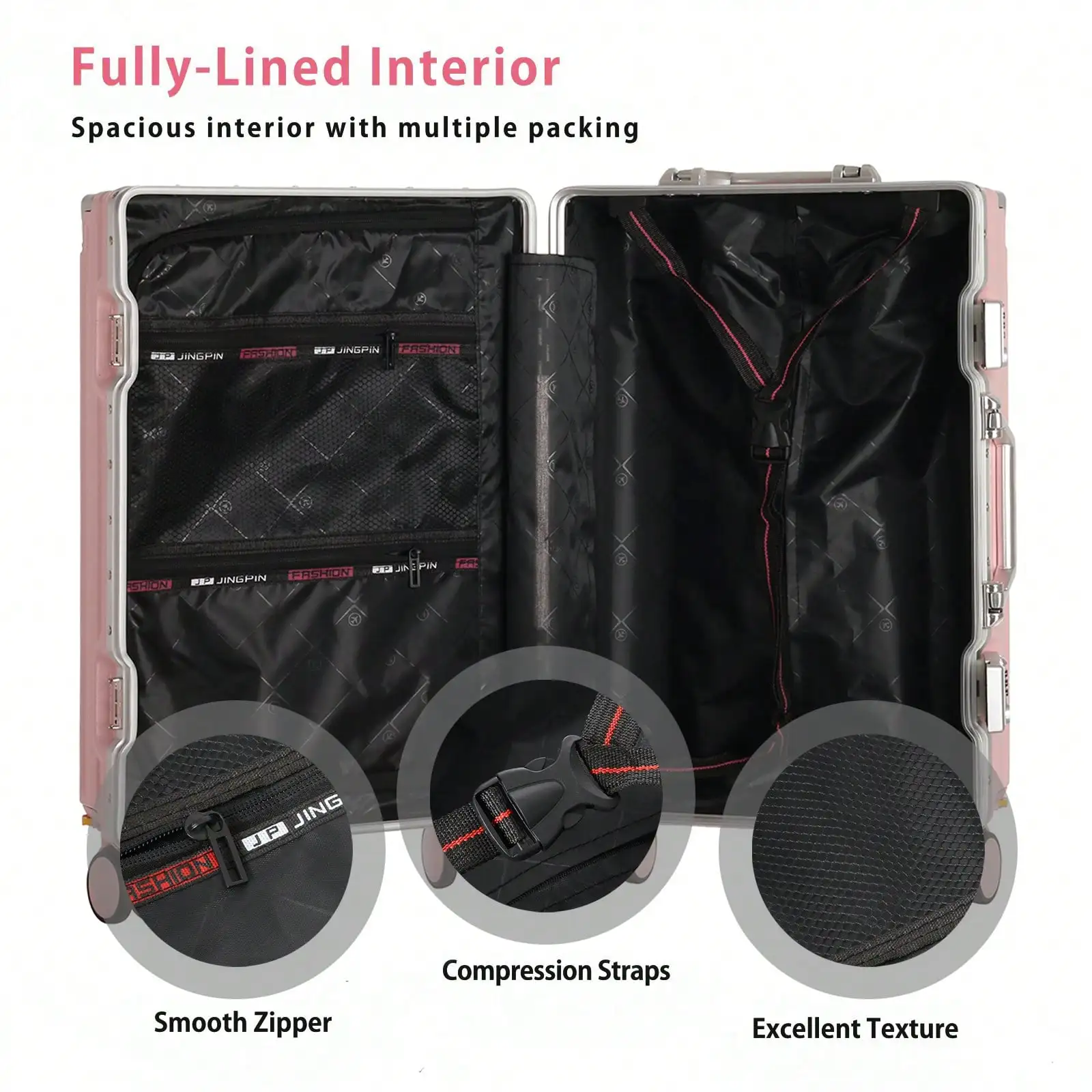 20" Carry On Suitcase Airline Approved, PC Hard Shell Luggage With Aluminum Frame, Spinner Wheels, Built-In Cup Holder, Travel Travel Suitcase