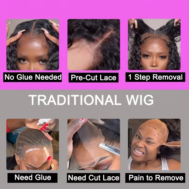 7x6 Straight Glueless Wigs Human Hair Pre-Plucked Pre-Cut 200% Density Frontal Wigs Brazilian Human for Beginners Natural Color
