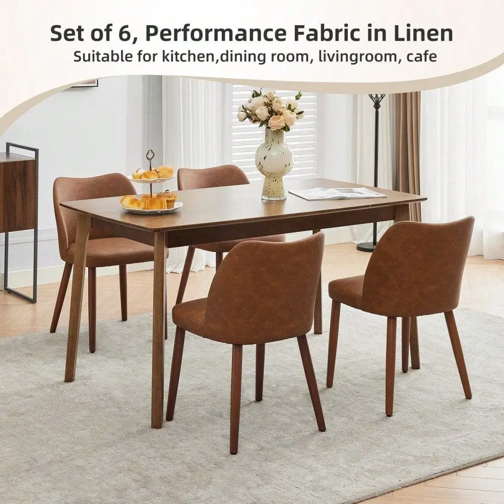 Dining Chairs Set Of 4, Boucle Upholstered Fabric Dining Chair With Wood Legs, Farmhouse Accent Chairs With Wing Backrest For D