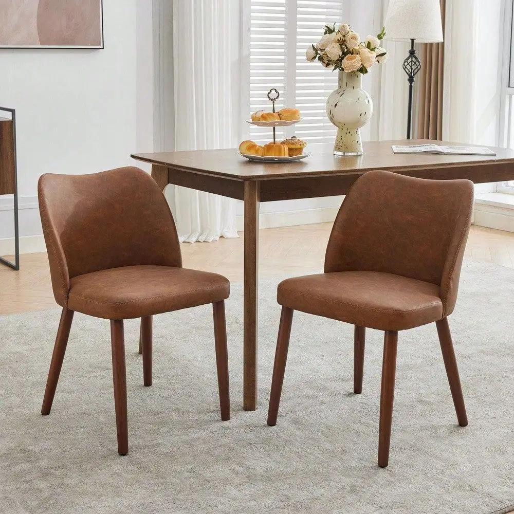 Dining Chairs Set Of 4, Boucle Upholstered Fabric Dining Chair With Wood Legs, Farmhouse Accent Chairs With Wing Backrest For D