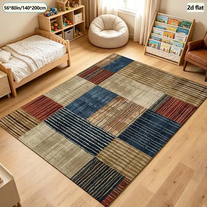 1 Piece of Patchwork Geometric Pattern Woven Carpet, Soft and Comfortable, Suitable for All Seasons, Easy to Maintain, Ideal for Home Decor, Suitable for Living Room, Bedroom, Dining Room, Perfect for Autumn and Winter, Adding a Stylish Touch to Cozy Spaces.