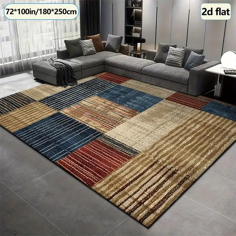 1 Piece of Patchwork Geometric Pattern Woven Carpet, Soft and Comfortable, Suitable for All Seasons, Easy to Maintain, Ideal for Home Decor, Suitable for Living Room, Bedroom, Dining Room, Perfect for Autumn and Winter, Adding a Stylish Touch to Cozy Spaces.