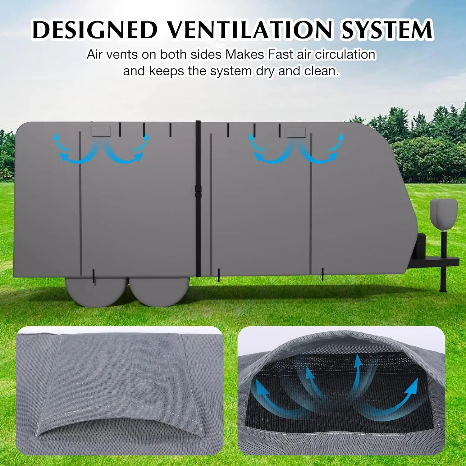 Garvee RV Cover 27-30FT Waterproof Camper Trailer Cover with Anti-UV,Windproof Straps UV & Water Resistant Protection for Outdoor