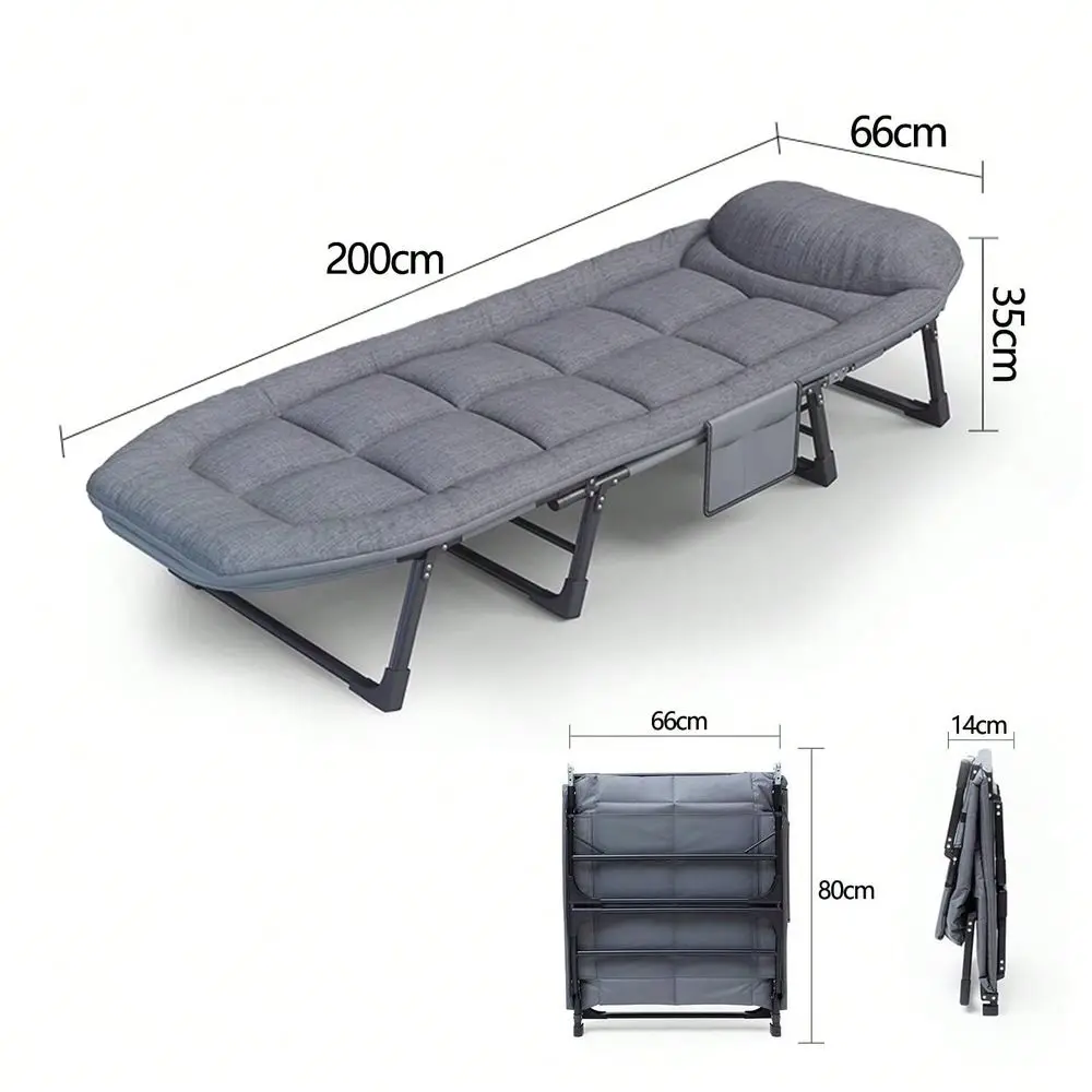 Cot For Adults,Folding Camping Bed With 6Level Adjustable Backrest,Heavy Duty Reclining Sleeping Cot With Mattress And Pillow,O